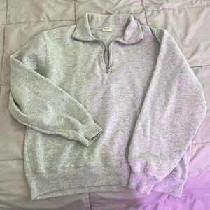 Brandy Melville Gray Waffle Knit Quarter Zip
